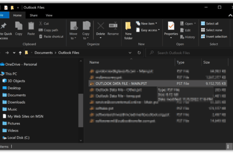 Placering af Outlook PST-filer