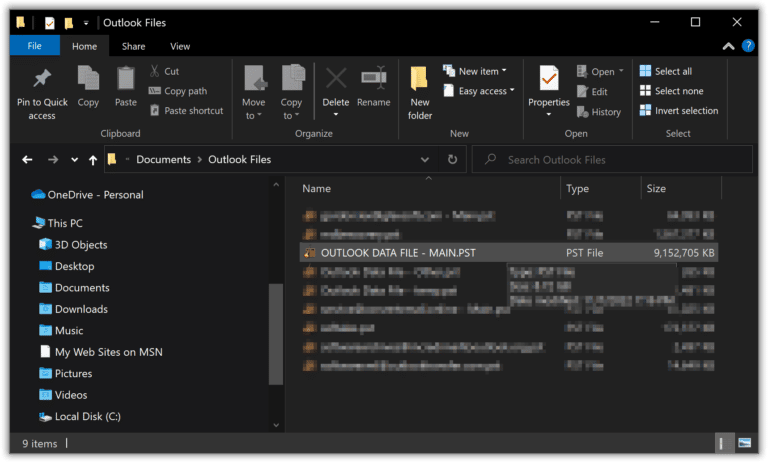 how to check ost file size in outlook