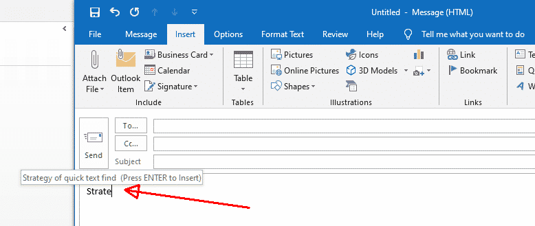 Outlook quick part at work