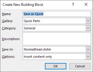 Outlook Quick Parameters