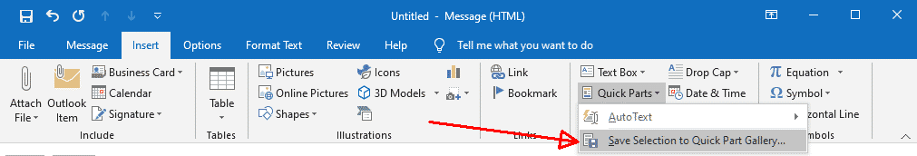 Outlook Quick Part
