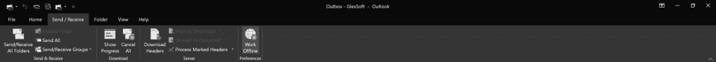 Outlook menu Work Offline