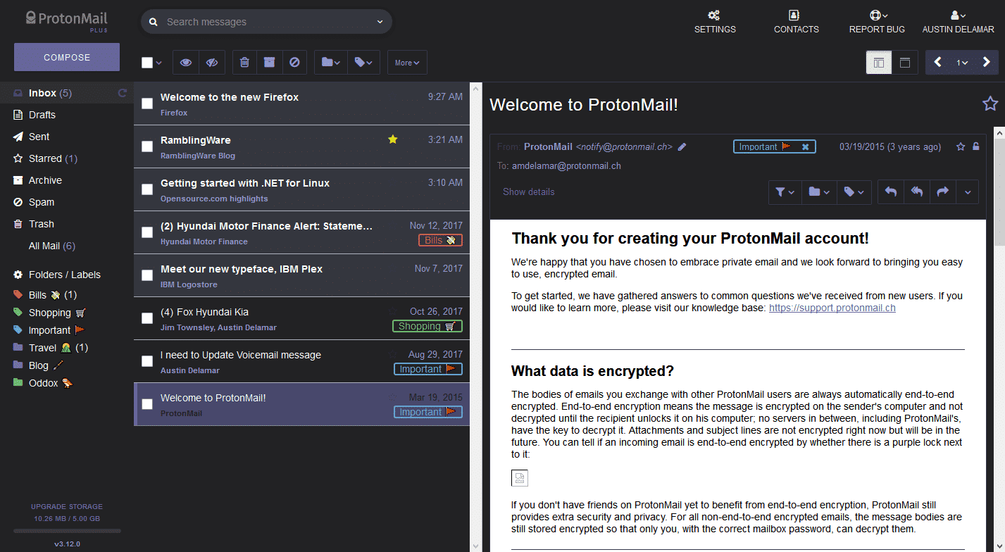 Proton Mail GUI