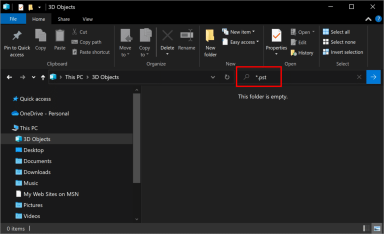 OPEN AND FIND ITEMS IN AN OUTLOOK DATA FILE PST visual data 7