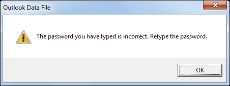 Incorrect PST password error