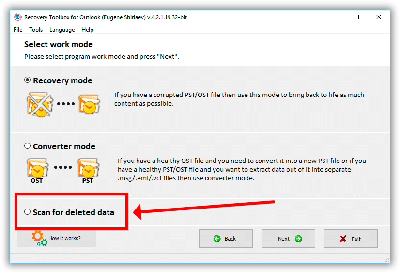 Recovery of deleted Outlook emails