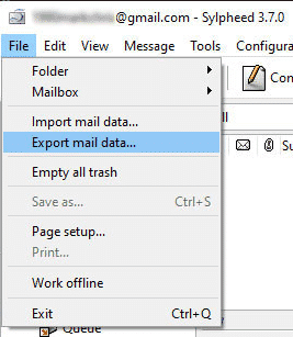 Esporta i dati della posta da Sylpheed