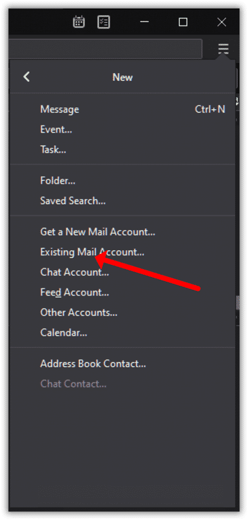 Click Existing mail account