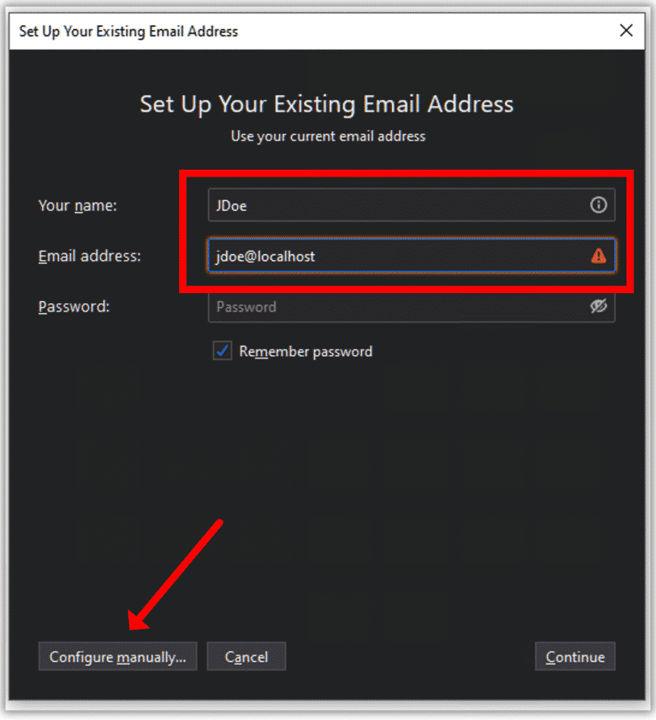 Configure email account manually