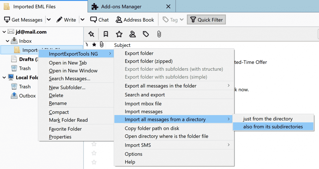 Thunderbird Import/Export Tools