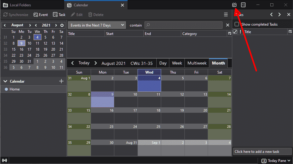 Thunderbird calendar