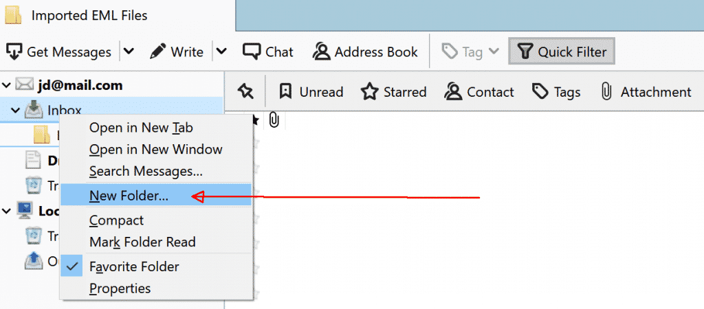 Thunderbird adding new folder