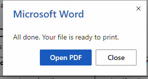 Word ready to print